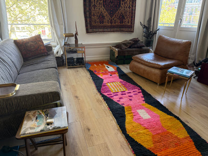 Vintage Moroccan Runner with Graphic Design