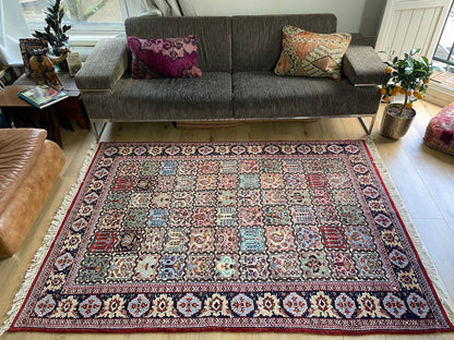 Handgeknoopt vintage Oosters tapijt – ca. 220 × 151 cm
