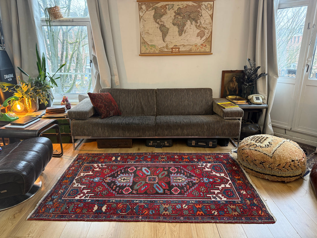 Handgeknoopt vintage oosters tapijt – Heriz stijl – ca. 200 × 118 cm