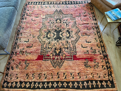Vintage Moroccan Berber Rug in Salmon Pink Wool – 275 × 210 cm