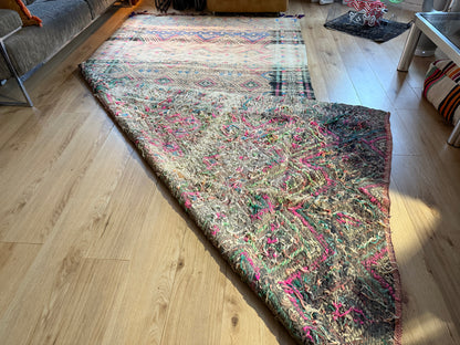 Vintage Berber tapijt in zachte pasteltinten – 362 × 180 cm