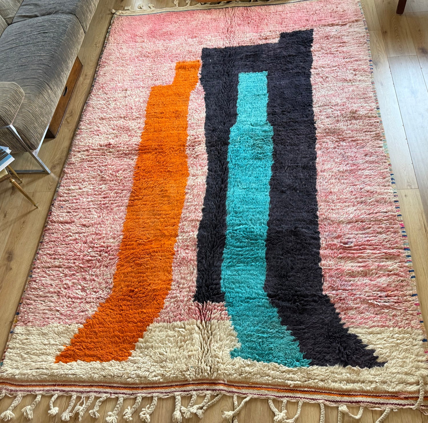 Tapete Vintage de Design Pós-Moderno – Feito à Mão no Marrocos – 320 × 201 cm