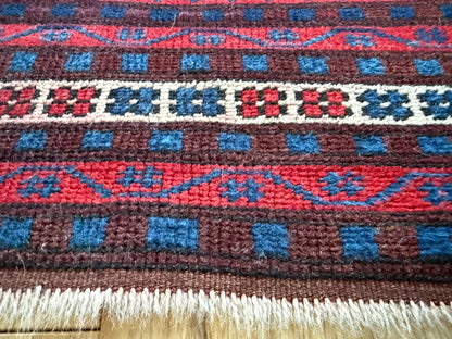 Hand-knotted tribal vintage carpet – Baluch – Indigo &amp; star medallion – ca. 1920–1935 size: 177 × 108 cm