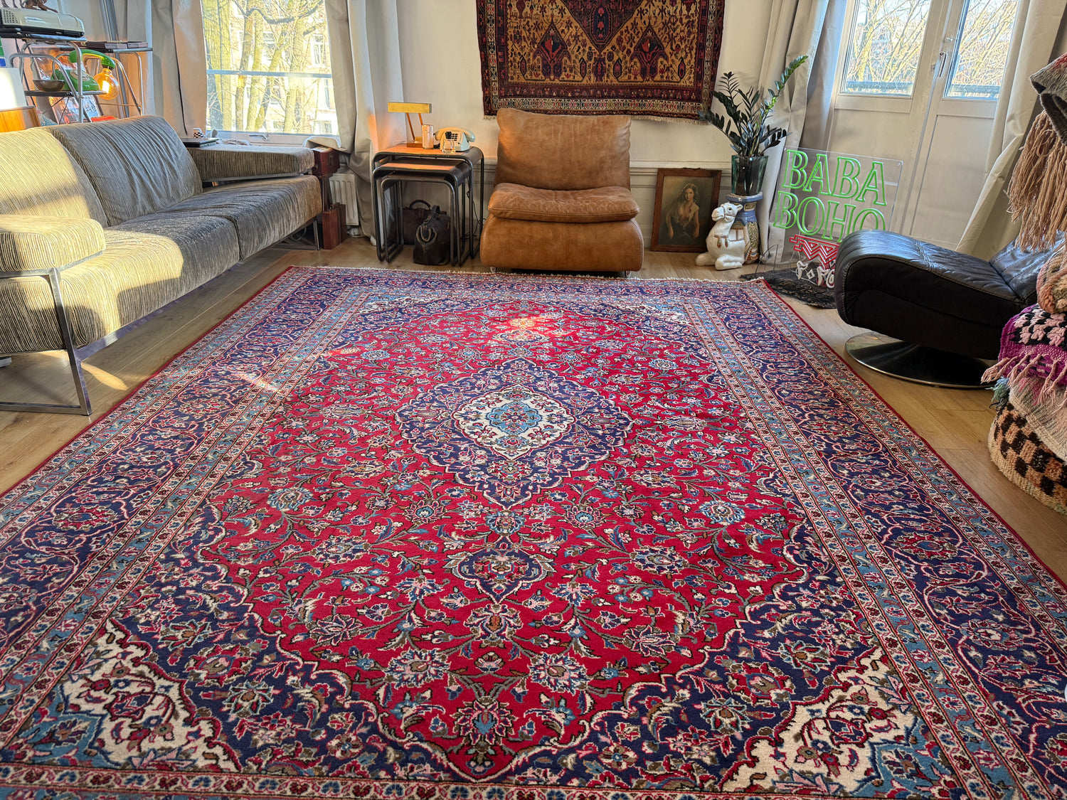 Groot handgeknoopt vintage tapijt – 352 × 247 cm