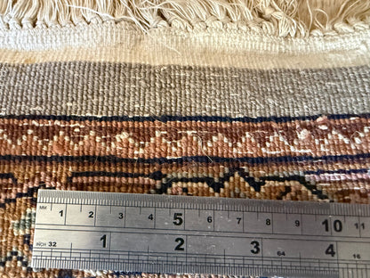 Handgeknoopt tapijt 304 × 202 cm – Kashan stijl – blauw veld