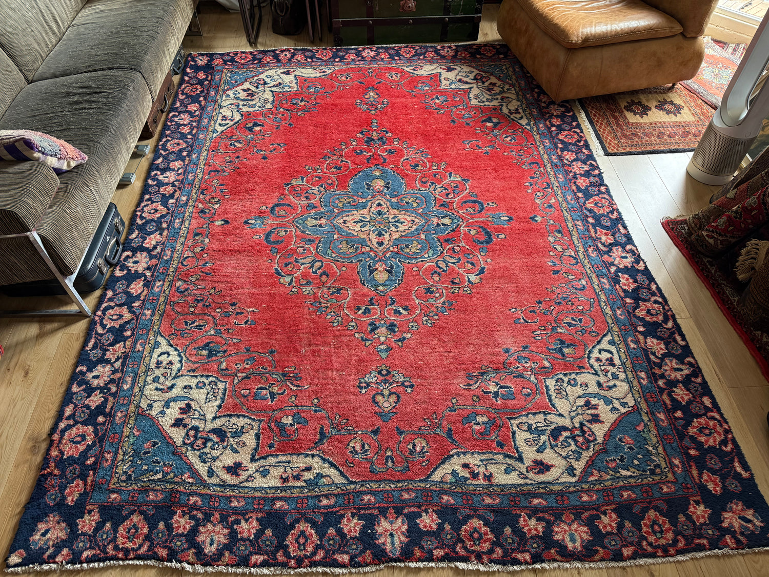 Handgeknoopt vintage Oosters Tapijt Kashan stijl – ca. 213 × 292 cm