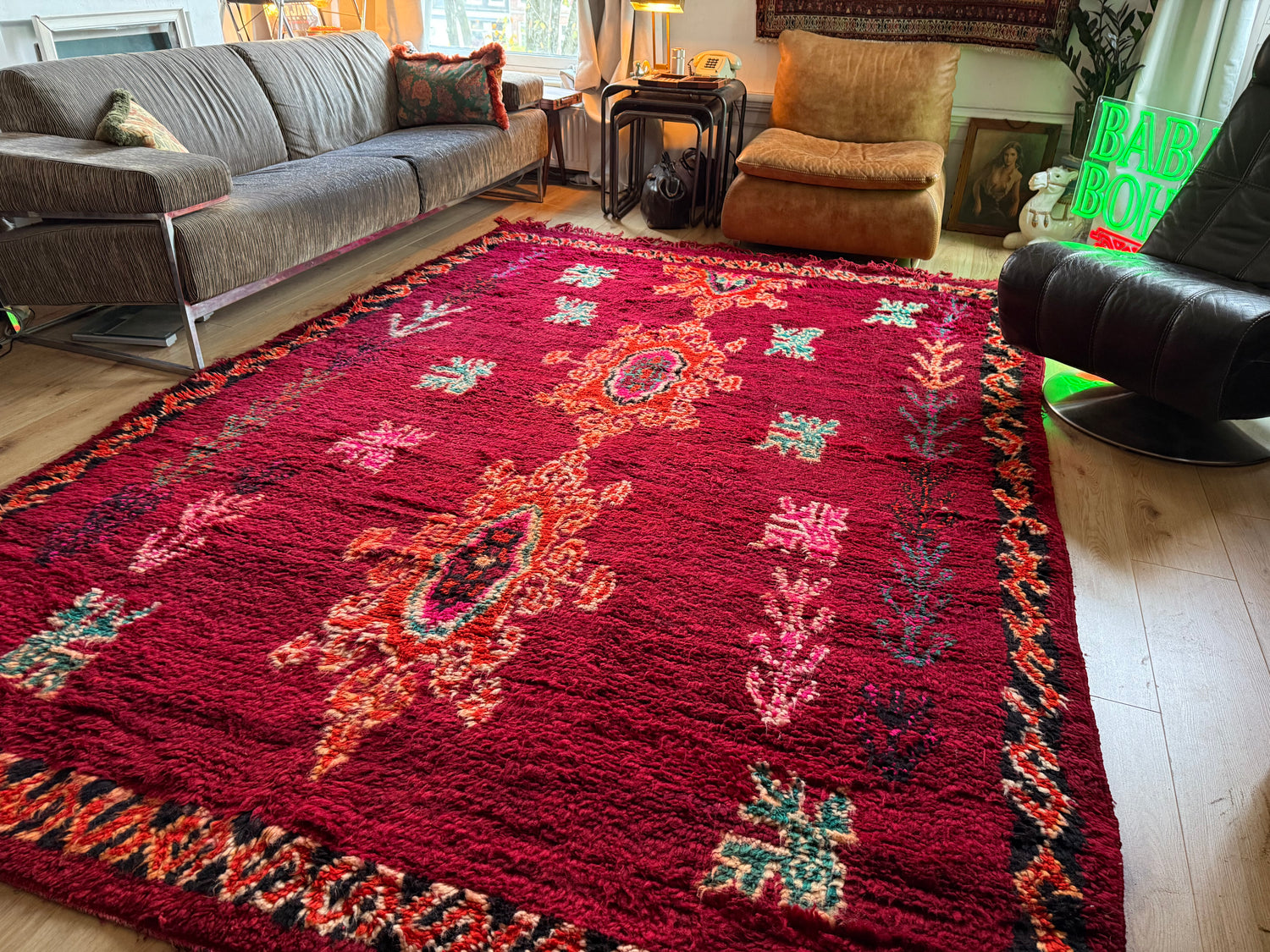 Handgeknoopt vintage Berber tapijt – 315 × 222 cm