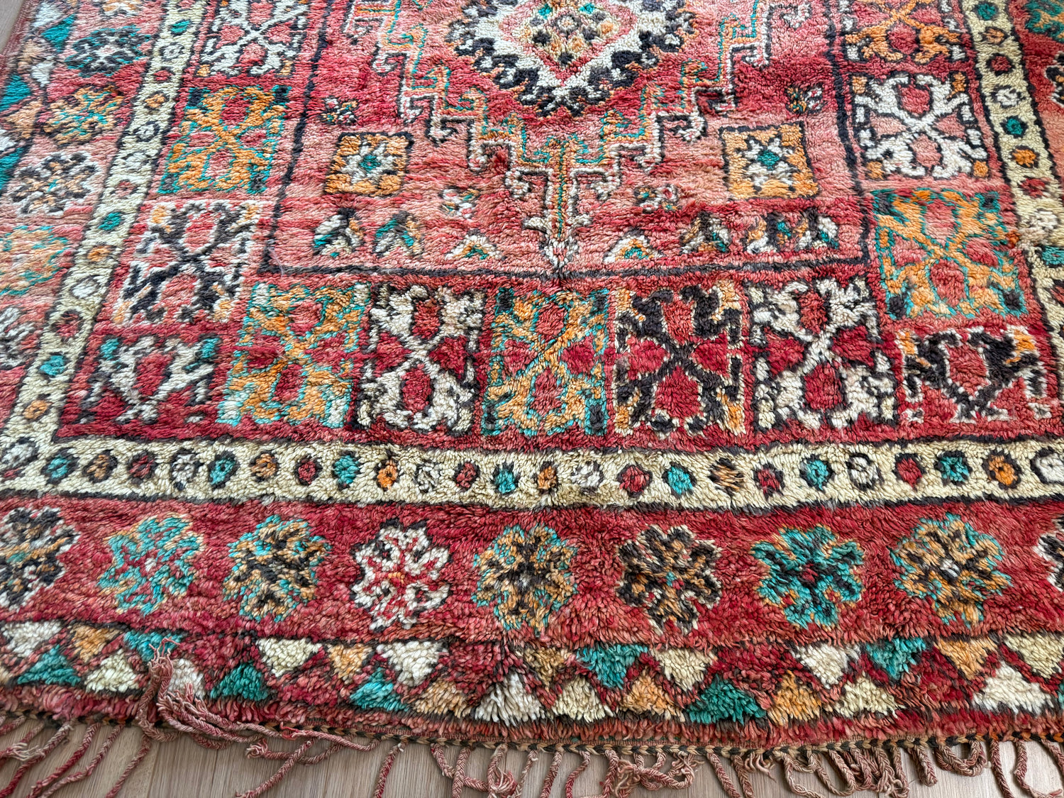 Vintage Moroccan Carpet 394 × 204 cm, 1970s