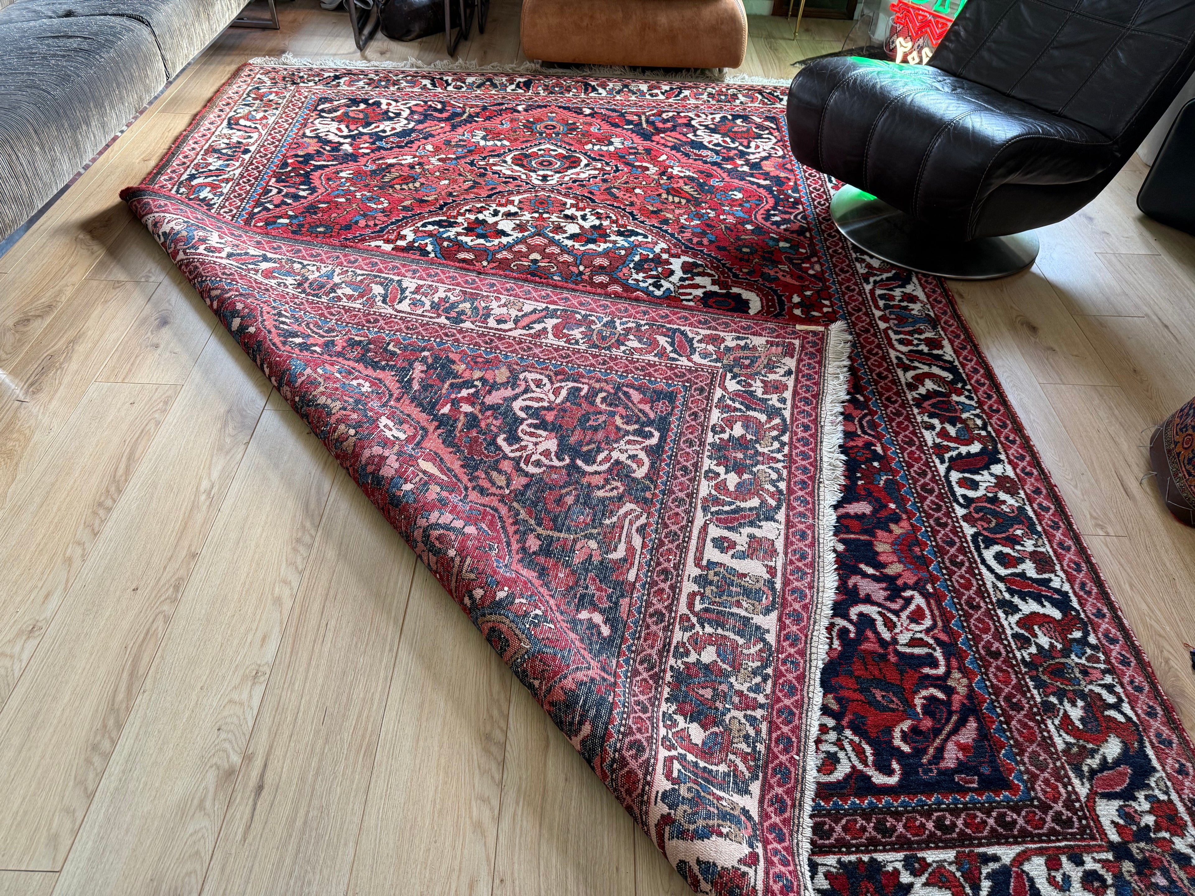 Vintage handgeknoopt Oosters tapijt met medaillon – ca. 318 × 226 cm