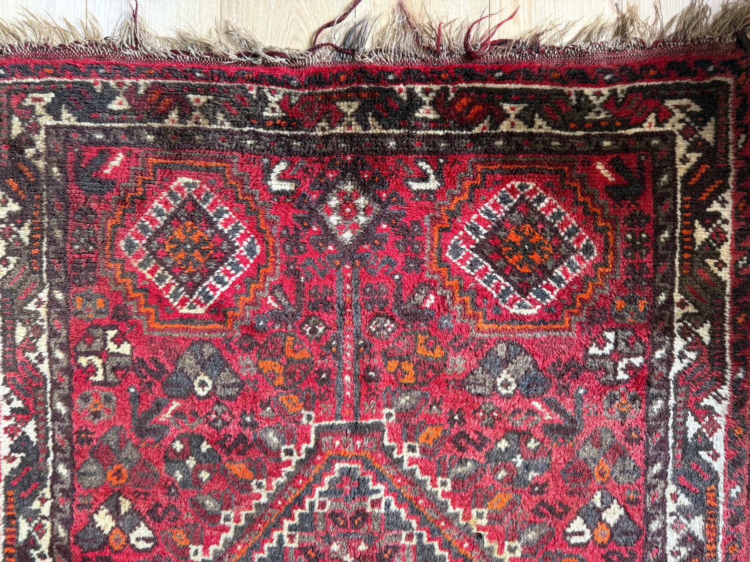 Handgeknoopt vintage Oosters tapijt – ca. 164 × 114 cm
