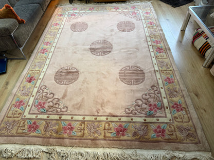 Vintage Deco-stijl wollen tapijt – ca. 330 × 215 cm