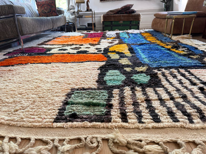 Vintage Abstract Moroccan Rug – Sculptural Wool Statement Piece (354 × 268 cm)
