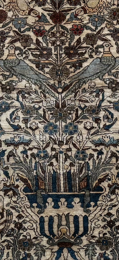 Early 20th-century figurative carpet – Qom tradition – 188 × 132 cm