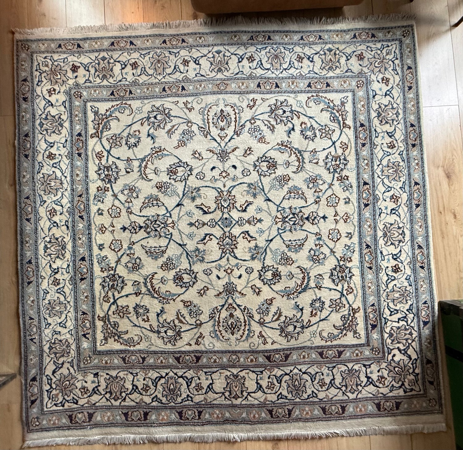 Handgeknoopt Vintage Perzisch Nain Tapijt – 200 × 200 cm