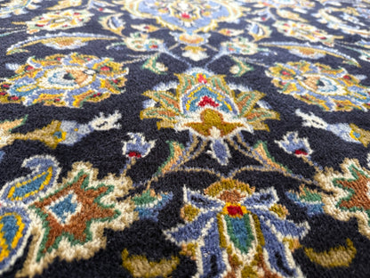 XL vintage medaillon tapijt in nachtblauw &amp; lichtblauw – ca. 408×295 cm