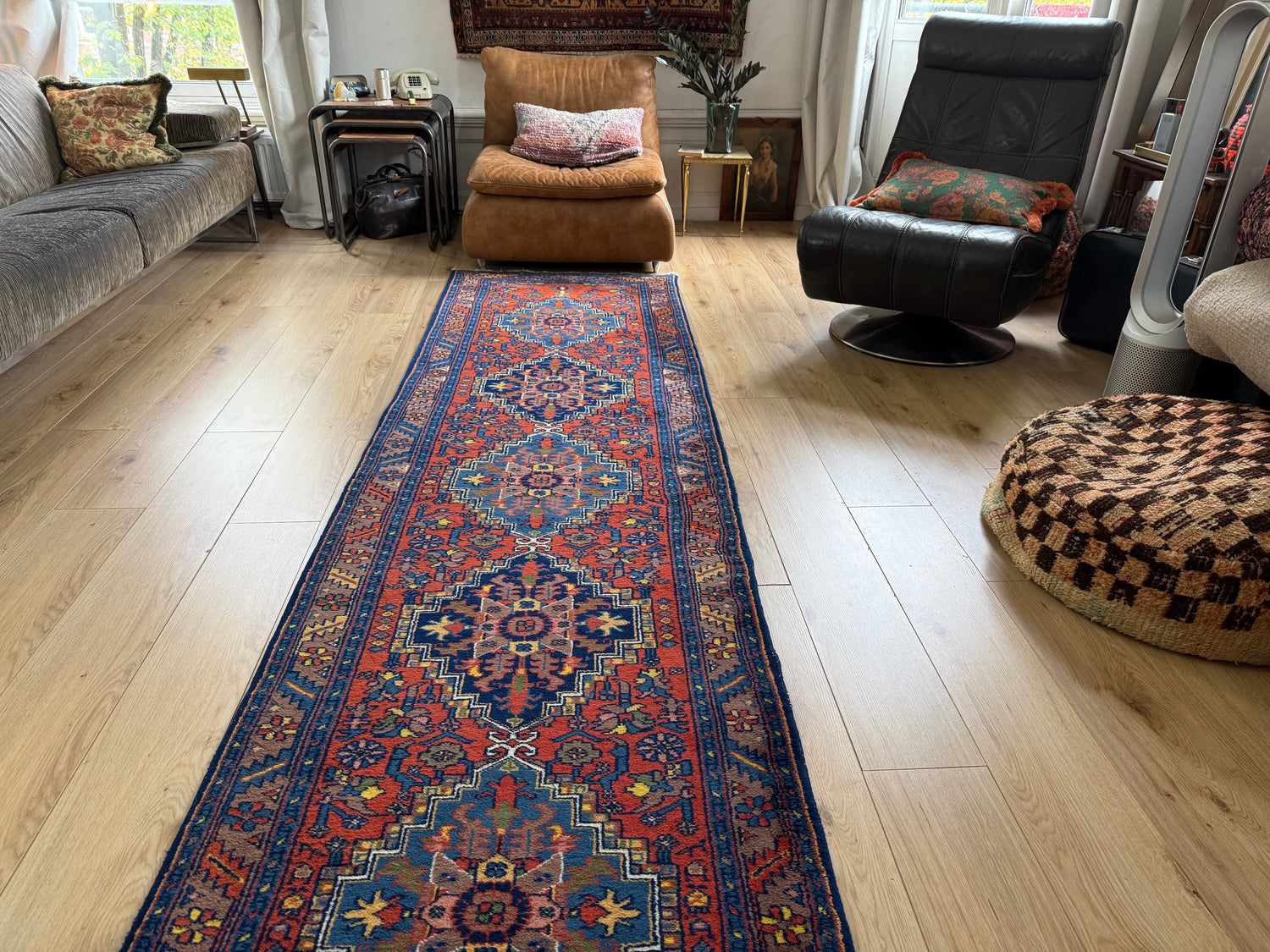 Handgeknoopte wollen loper – ca. 340 × 89 cm