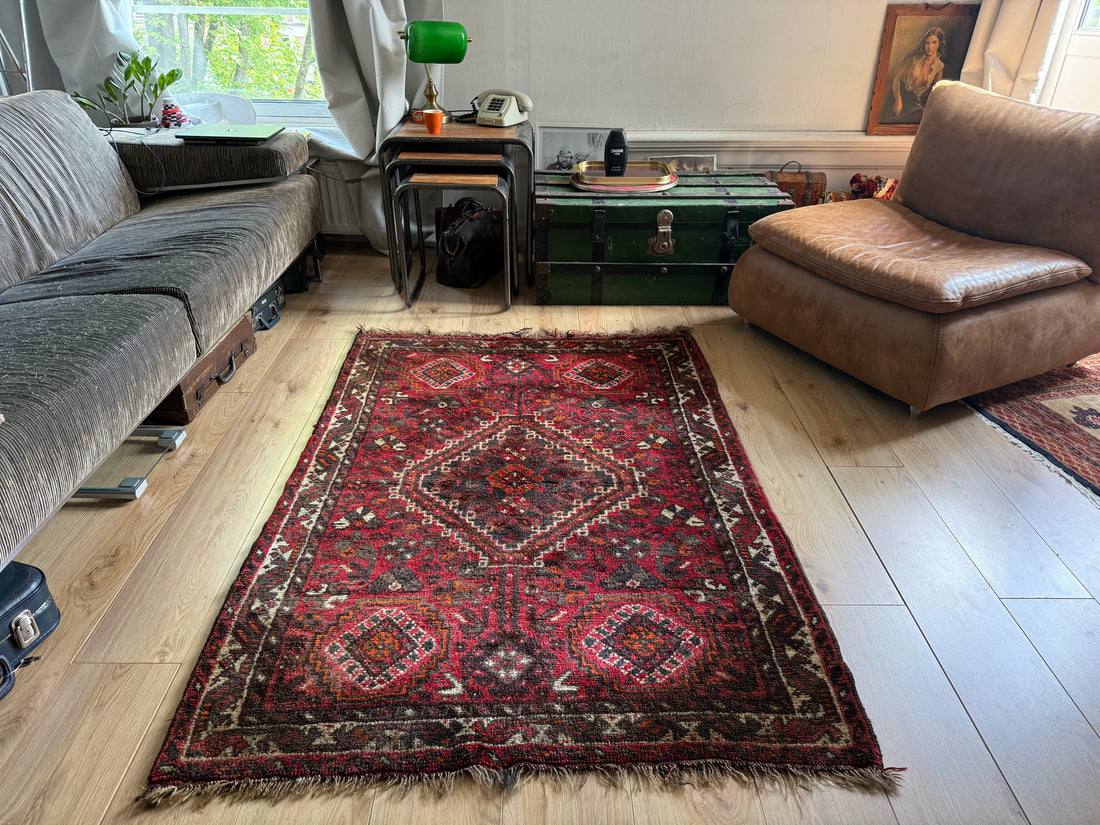 Handgeknoopt vintage Oosters tapijt – ca. 164 × 114 cm