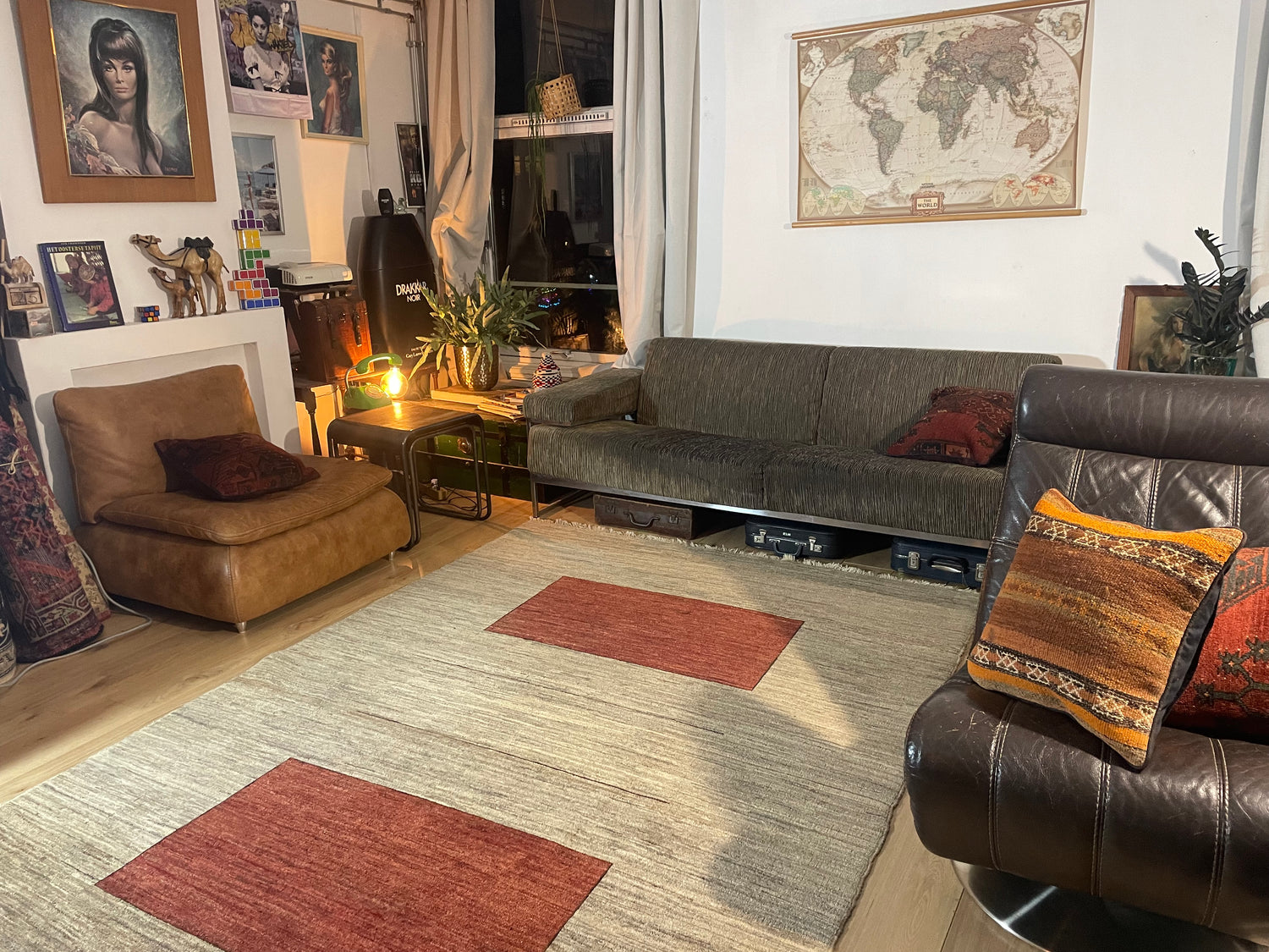 Handgeknoopt Gabbeh-stijl tapijt – ca. 282 × 190 cm