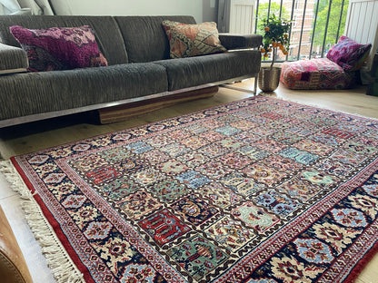 Handgeknoopt vintage Oosters tapijt – ca. 220 × 151 cm