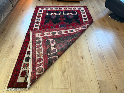 Antiek tribaal handgeknoopt tapijt – 217 × 140 cm