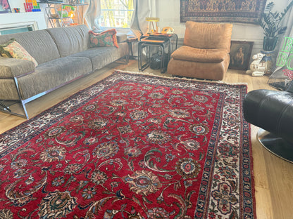 Vintage handgeknoopt vloerkleed – klassieke florale stijl – ca. 320 × 207 cm