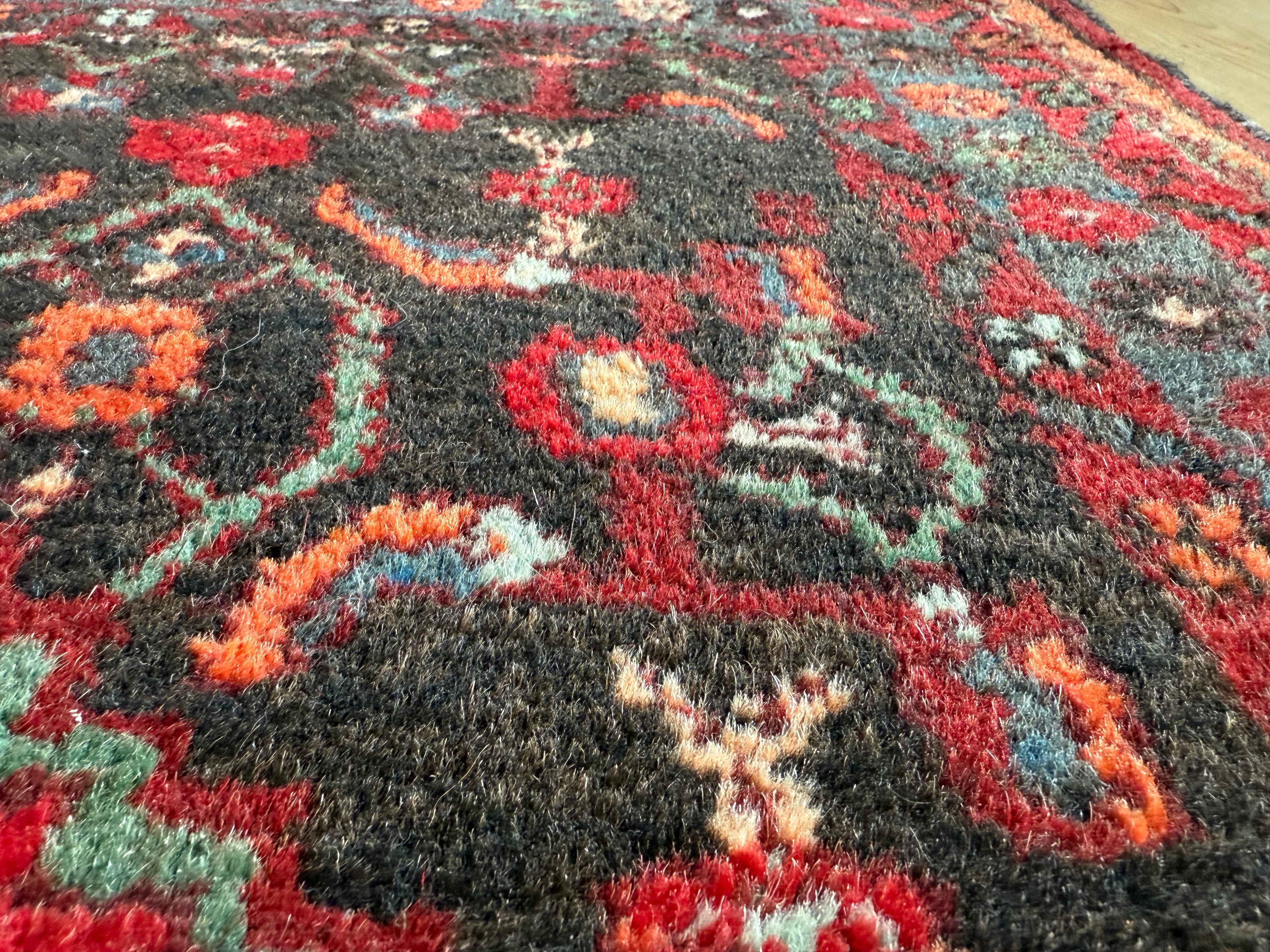 Vintage handgeknoopt wollen tapijt – 197 × 108 cm