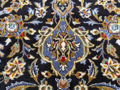 XL vintage medaillon tapijt in nachtblauw &amp; lichtblauw – ca. 408×295 cm