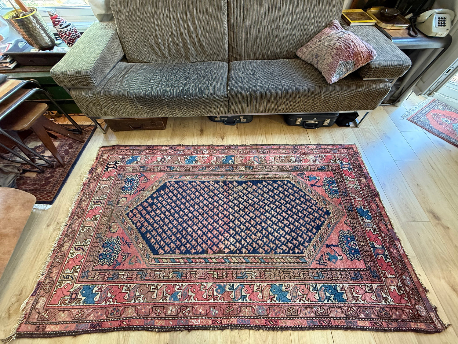 Handgeknoopt vintage ossters tapijt – Malayer-stijl – ca. 210 × 116 cm