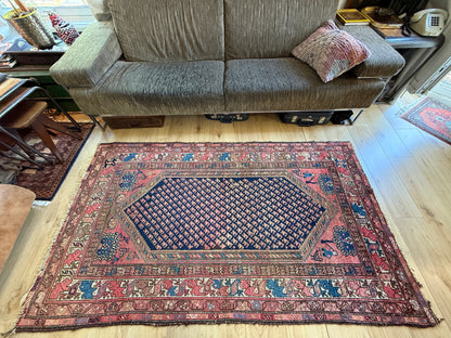 Handgeknoopt vintage ossters tapijt – Malayer-stijl – ca. 210 × 116 cm