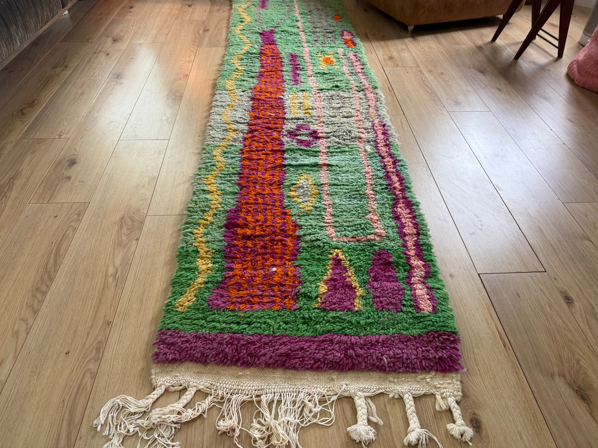 Marokkaanse loper met abstract patroon – 314 × 76 cm