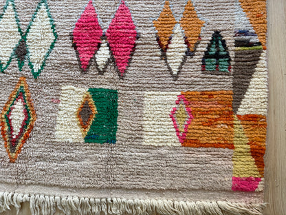 Handgeknoopt Marokkaans vloerkleed – ca. 300 × 200 cm – kleurrijk geometrisch design