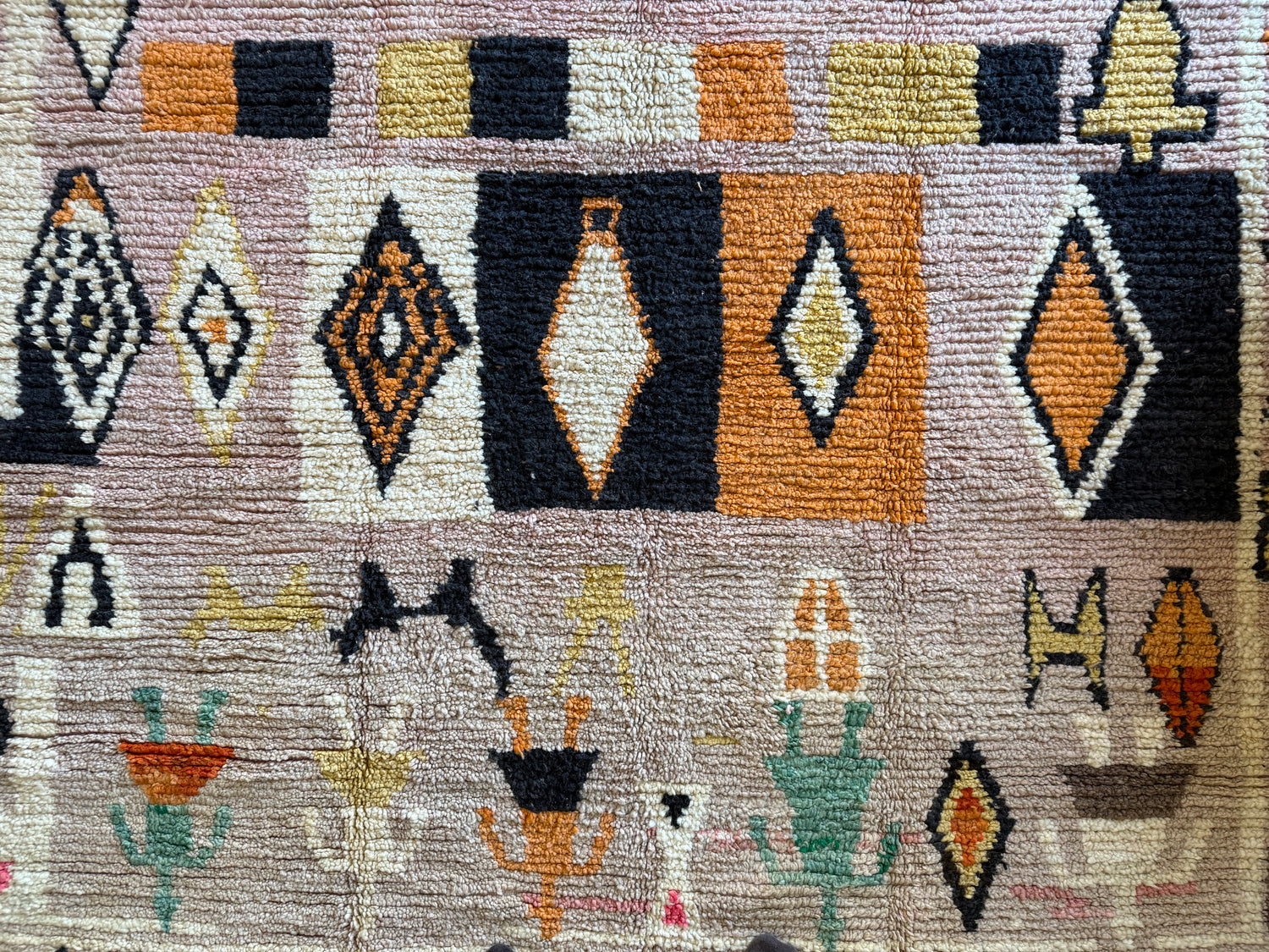Handgeknoopt Marokkaans vloerkleed – ca. 300 × 200 cm – kleurrijk geometrisch design