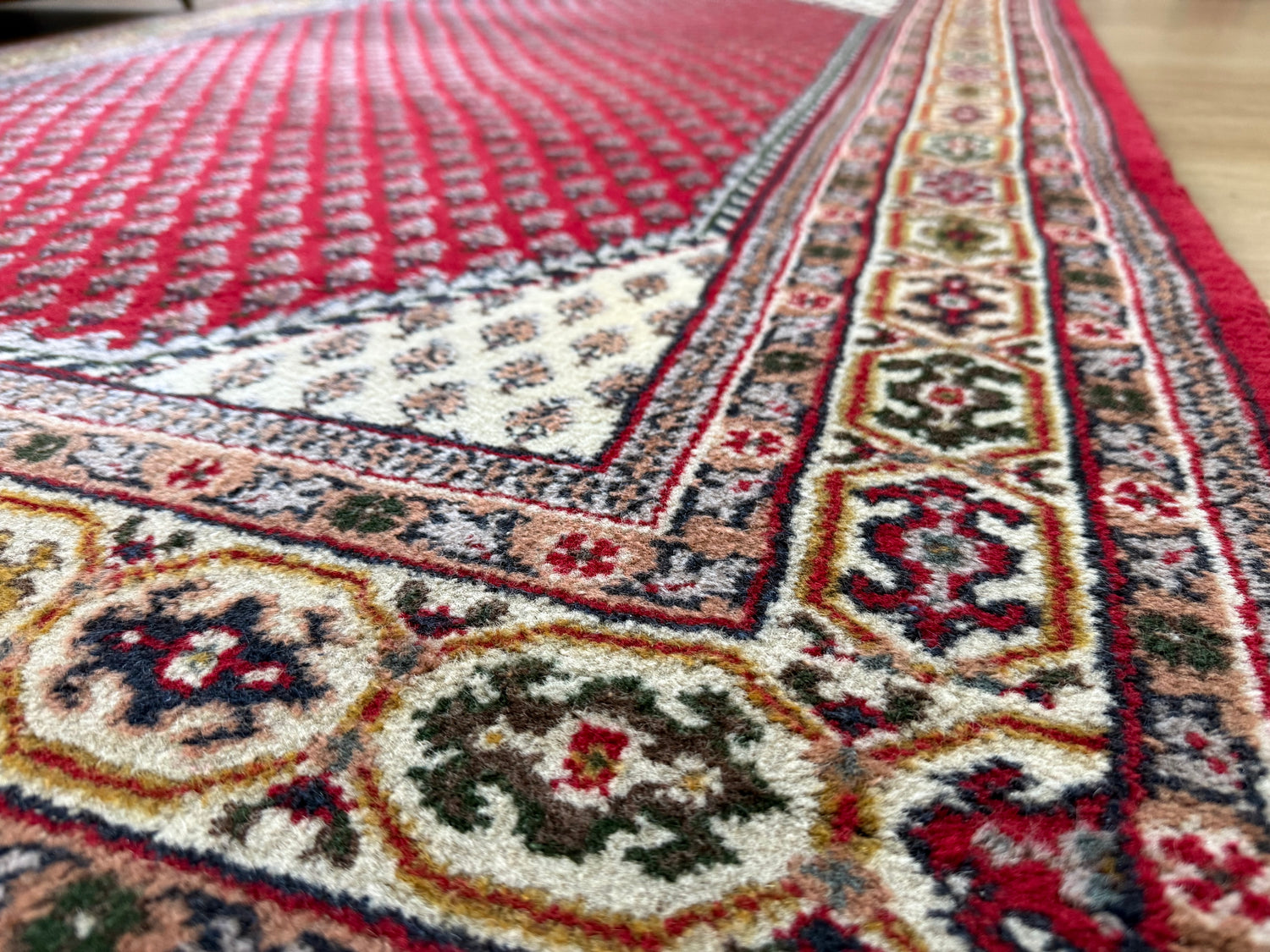 Vintage handgeknoopt vloerkleed – klassiek boteh design – ca. 192 × 125 cm