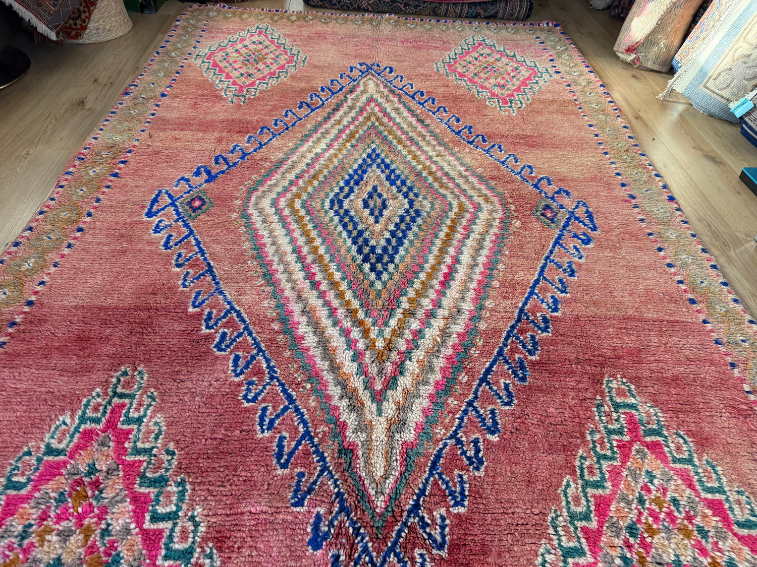 Handgeknoopt vintage Marokkaans tapijt – ca. 370 × 204 cm