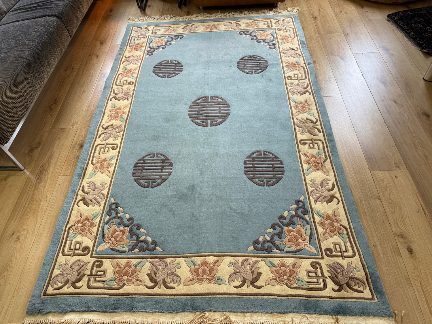 vintage Chinees Deco-tapijt – ca. 155 × 248 cm