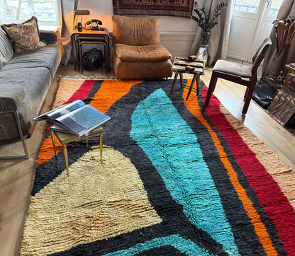 Vintage Moroccan Postmodern Rug 1980s Abstract Design – 332 × 205 cm