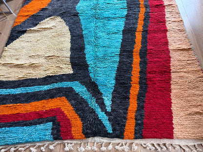 Vintage Moroccan Postmodern Rug 1980s Abstract Design – 332 × 205 cm