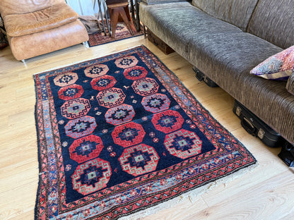 Handgeknoopt vintage tapijt – Zuid-Kaukasus (Karabagh / Kazak-stijl) – ca. 125 × 194 cm