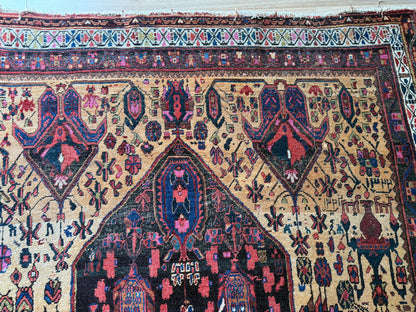 Handgeknoopt vintage tapijt Oosters Malayer stijl – ca. 137 × 163 cm