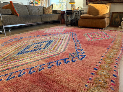 Handgeknoopt vintage Marokkaans tapijt – ca. 370 × 204 cm