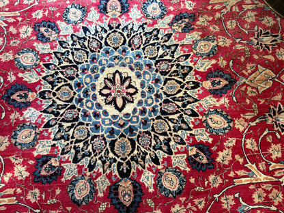 Groot handgeknoopt vintage vloerkleed met medaillon – 400×302 cm