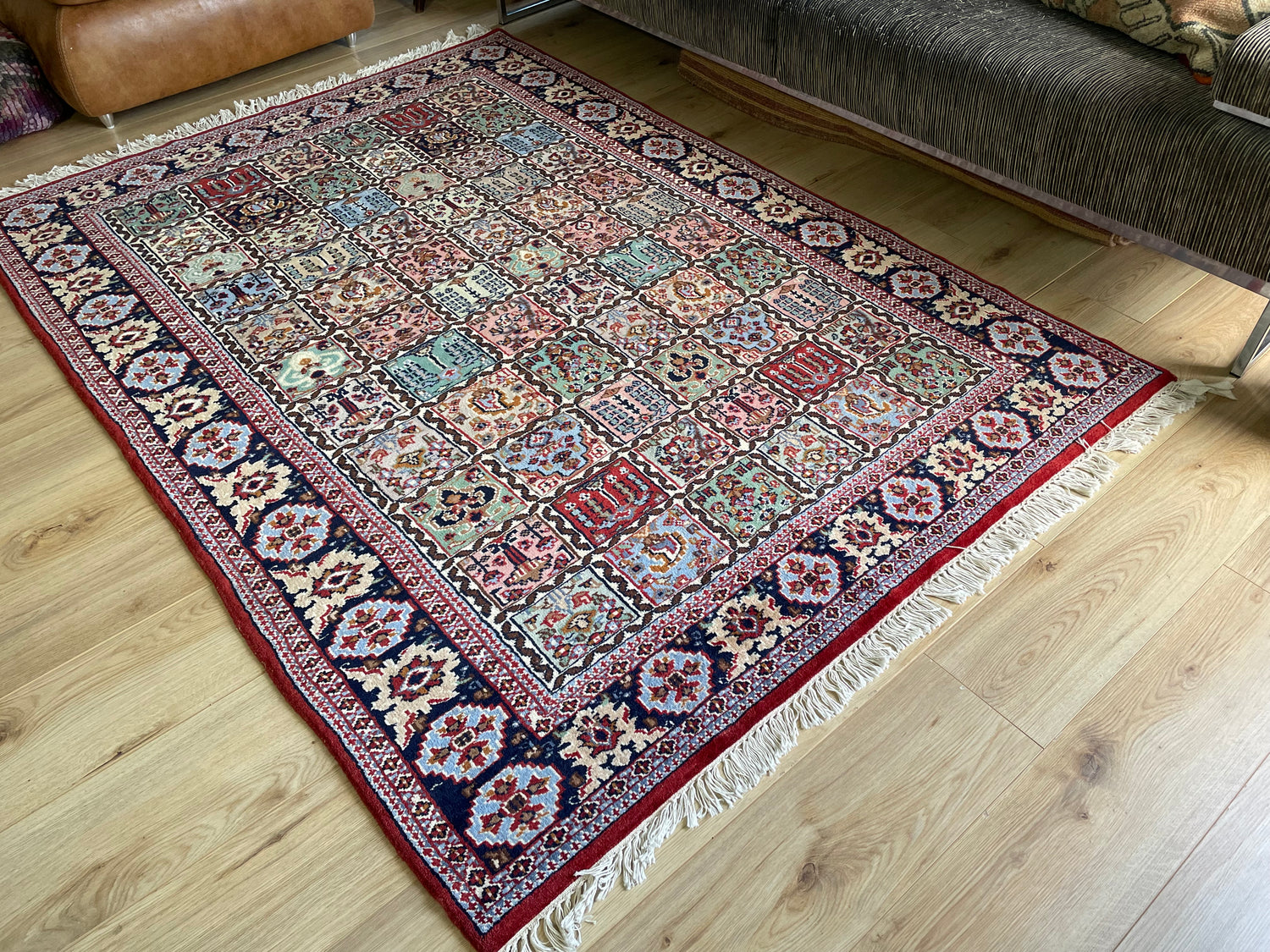 Handgeknoopt vintage Oosters tapijt – ca. 220 × 151 cm