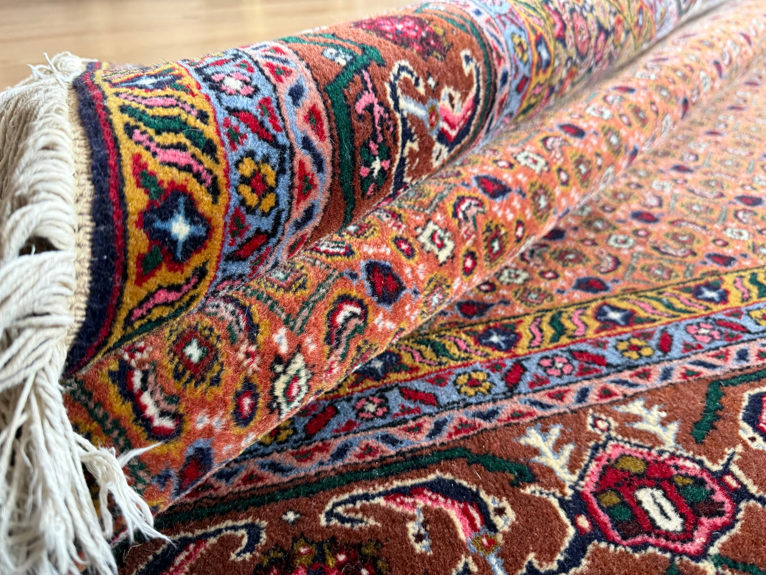 Tapete vintage nó à mão – estilo Bidjar – 310 × 200 cm – padrão Mahi