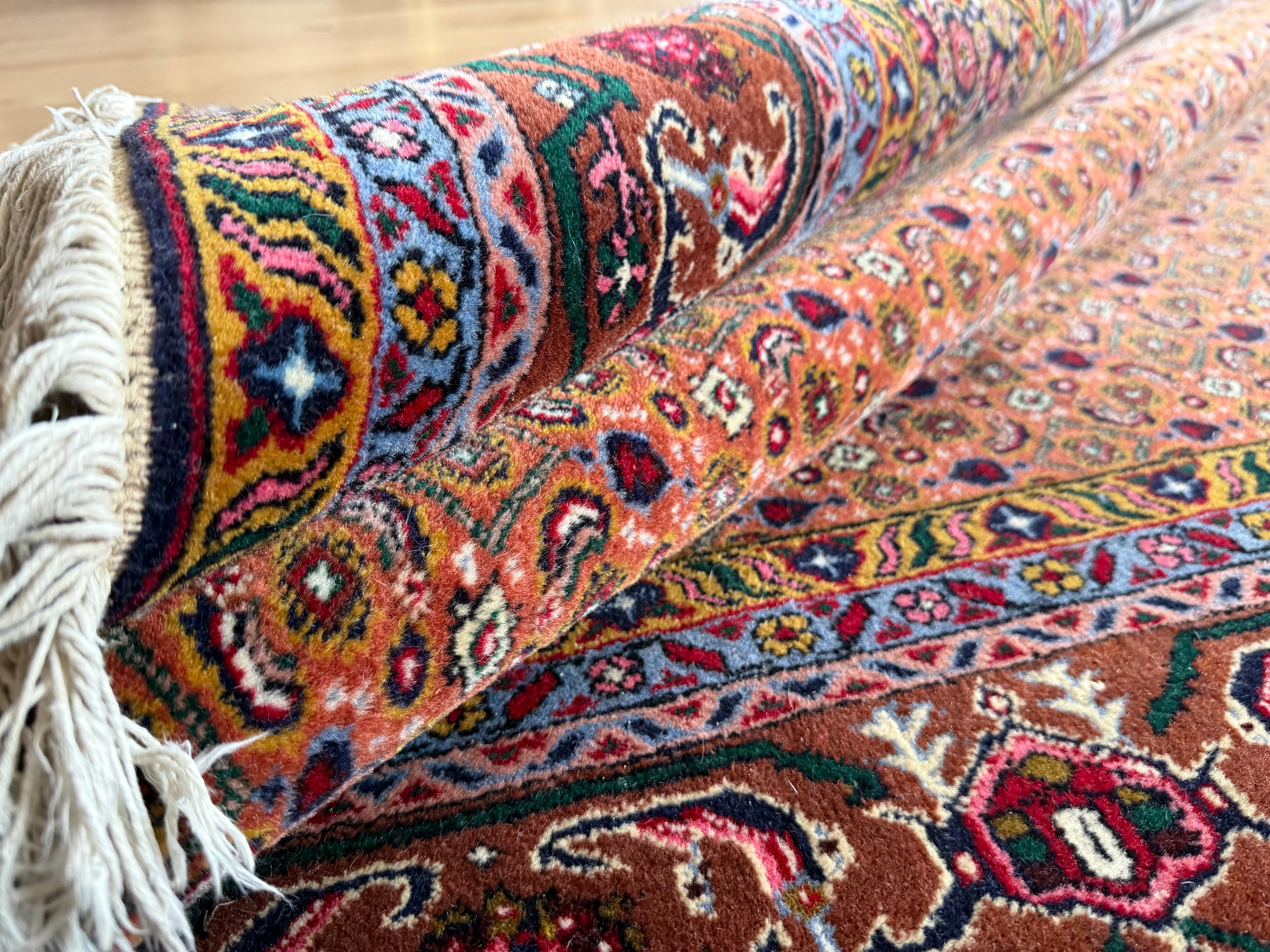 Tapete vintage nó à mão – estilo Bidjar – 310 × 200 cm – padrão Mahi