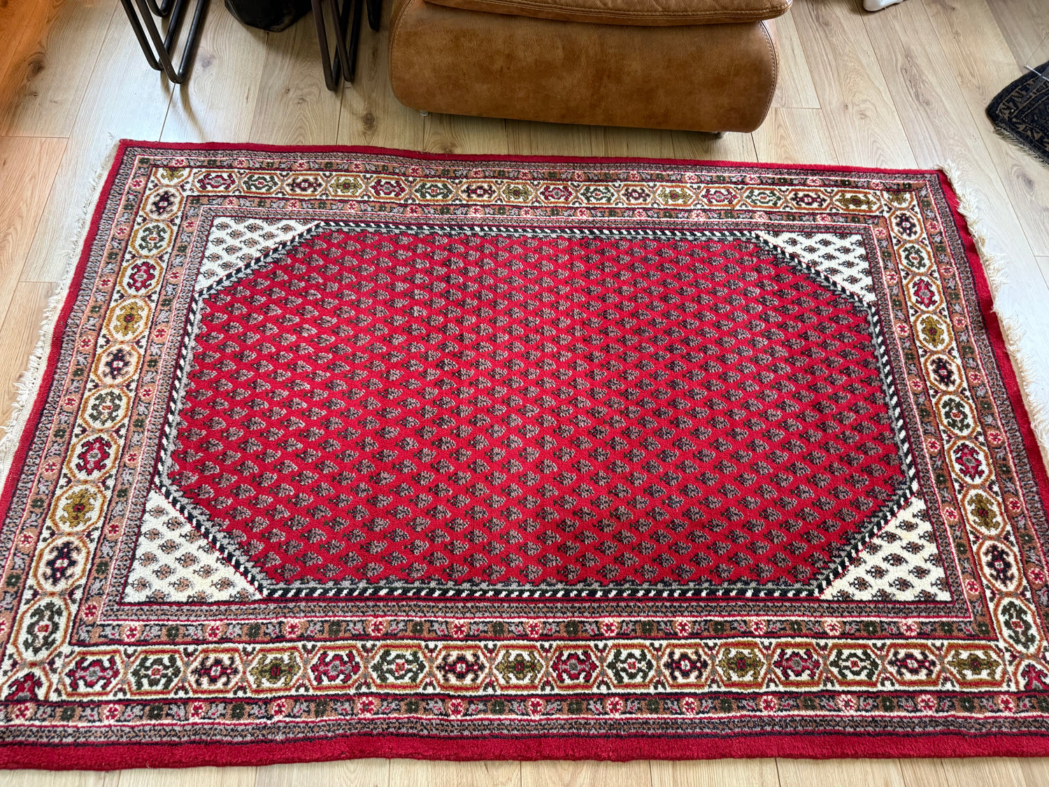 Vintage handgeknoopt vloerkleed – klassiek boteh design – ca. 192 × 125 cm