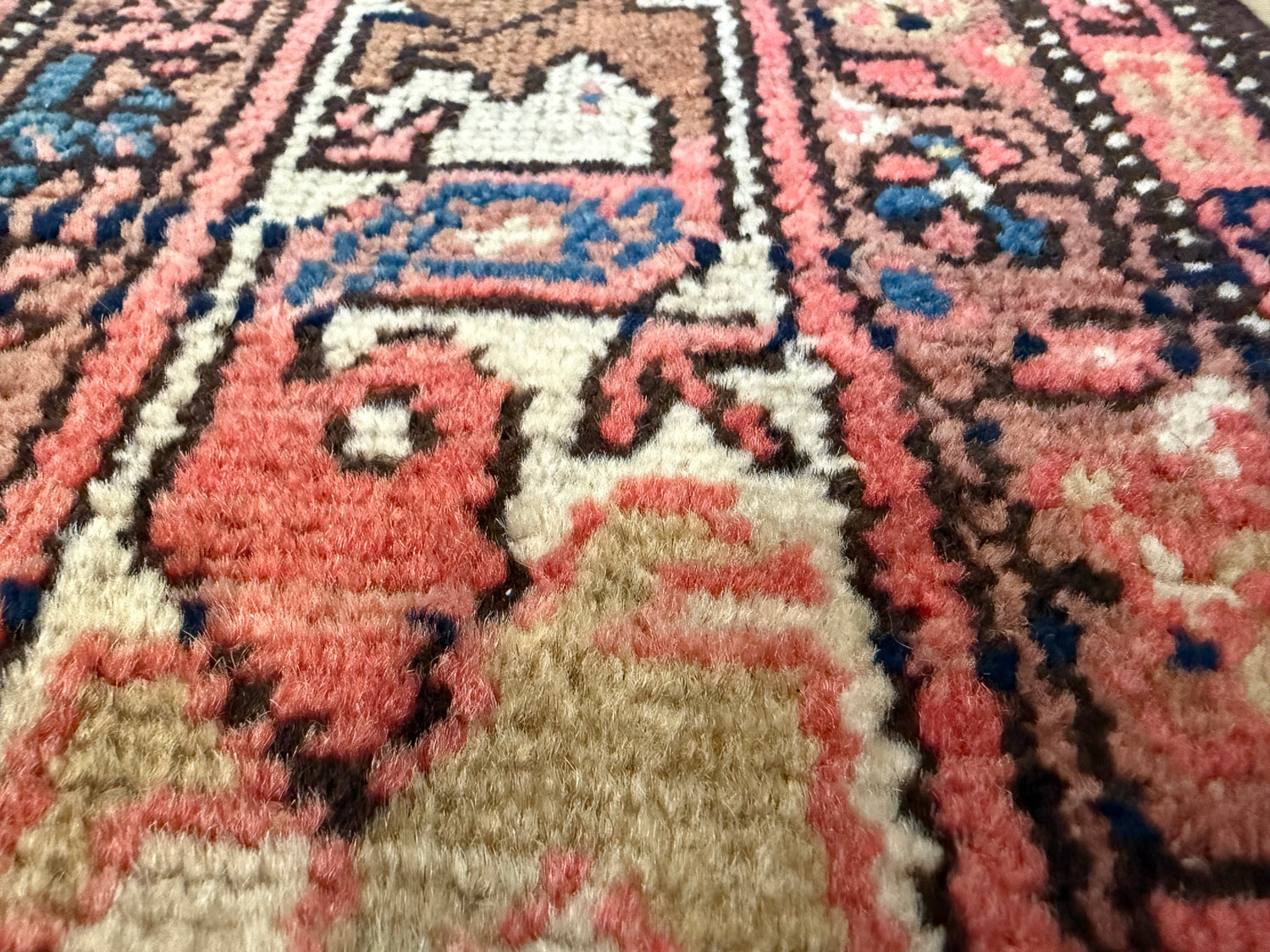 Handgeknoopt vintage ossters tapijt – Malayer-stijl – ca. 210 × 116 cm