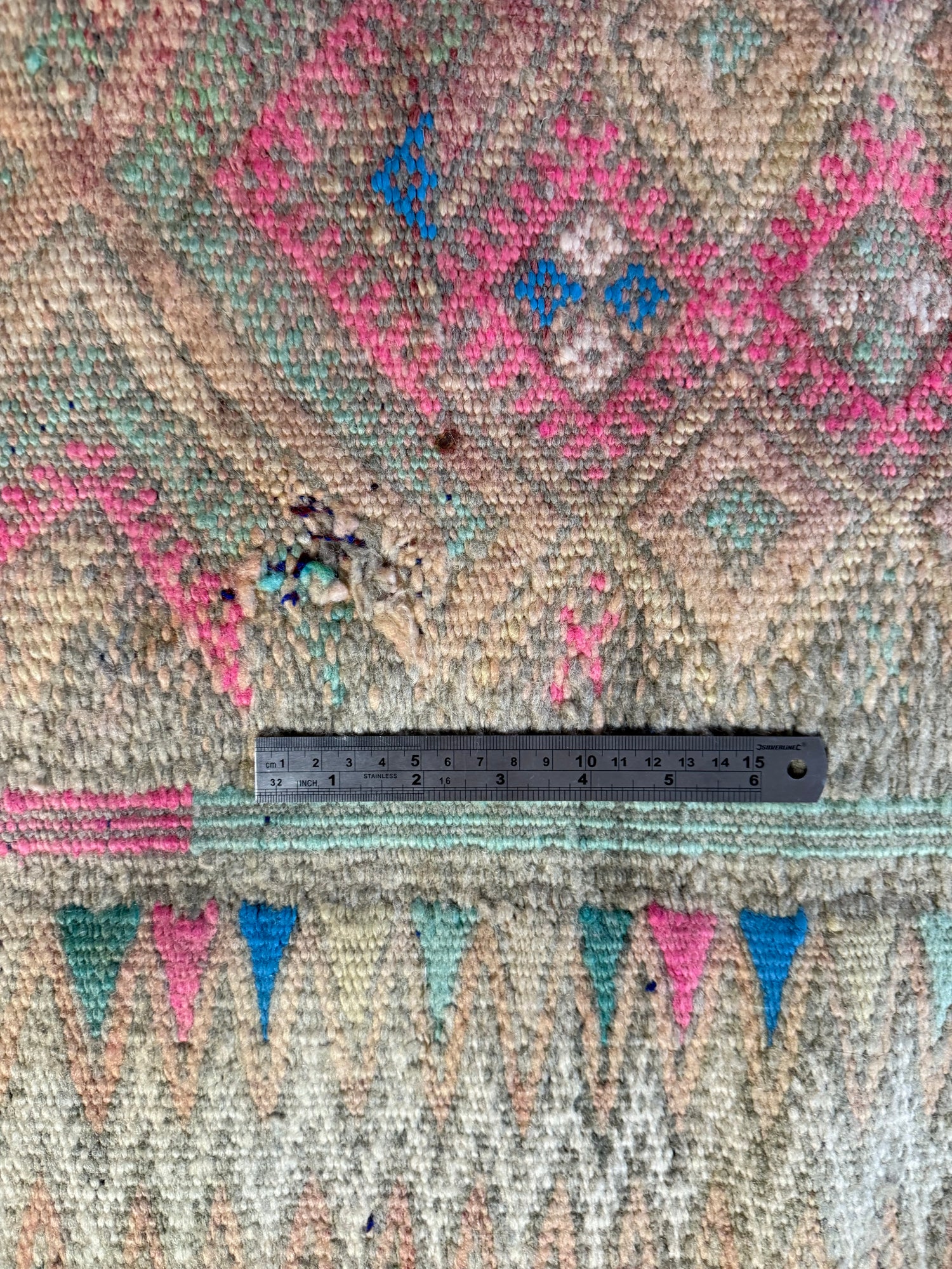 Vintage Berber tapijt in zachte pasteltinten – 362 × 180 cm