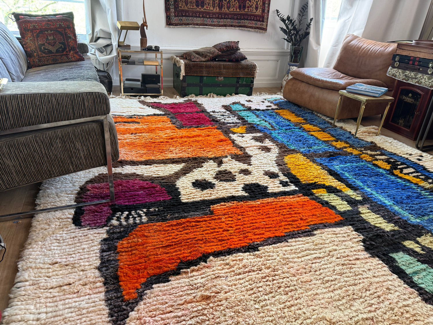 Vintage Abstract Moroccan Rug – Sculptural Wool Statement Piece (354 × 268 cm)