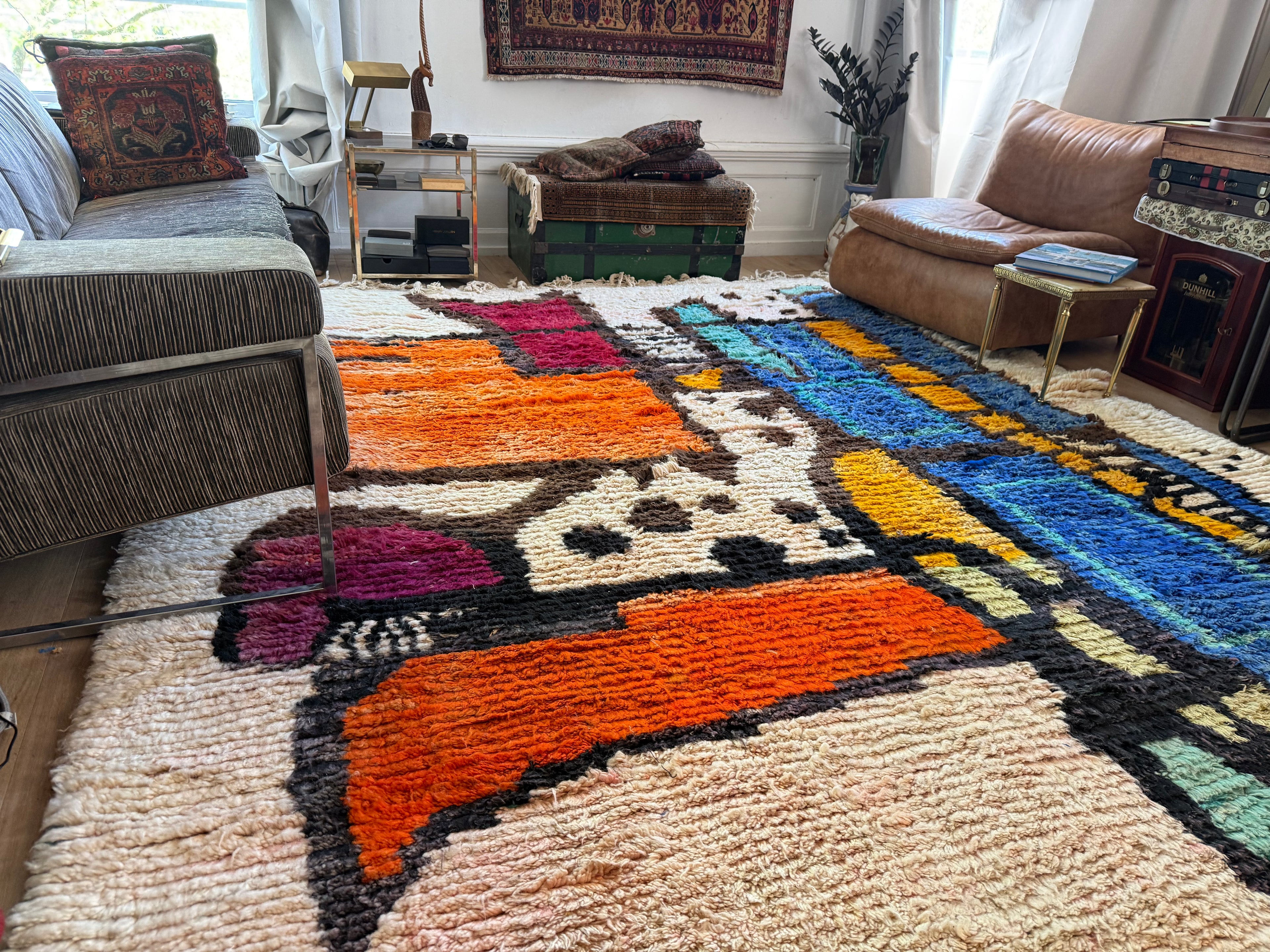 Vintage Abstract Moroccan Rug – Sculptural Wool Statement Piece (354 × 268 cm)