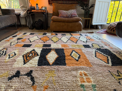 Handgeknoopt Marokkaans vloerkleed – ca. 300 × 200 cm – kleurrijk geometrisch design